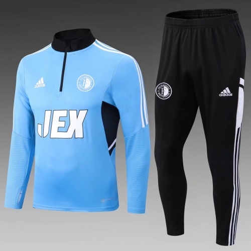 2022/23 Feyenoord Rotterdam Blue Thailand Soccer Tracksuit Uniform-411