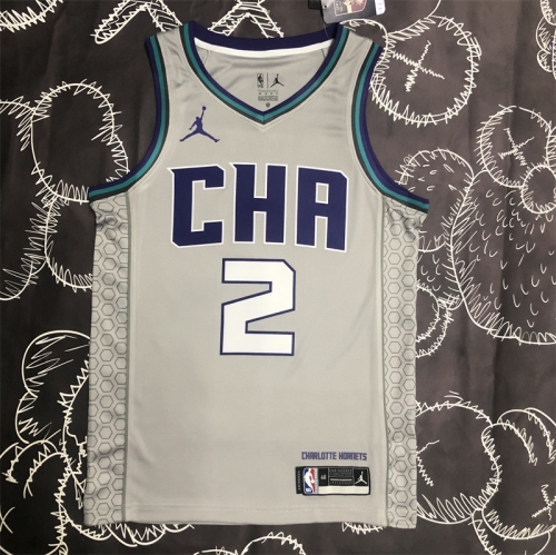 2019 Season NBA Charlotte Hornets Gray #2 Jersey-311