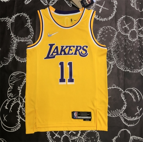75th Version NBA Los Angeles Lakers Yellow #11 Jersey-311