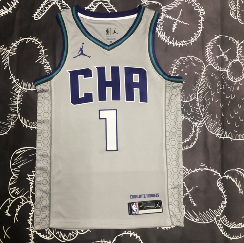 2019 Season NBA Charlotte Hornets Gray #1 Jersey-311