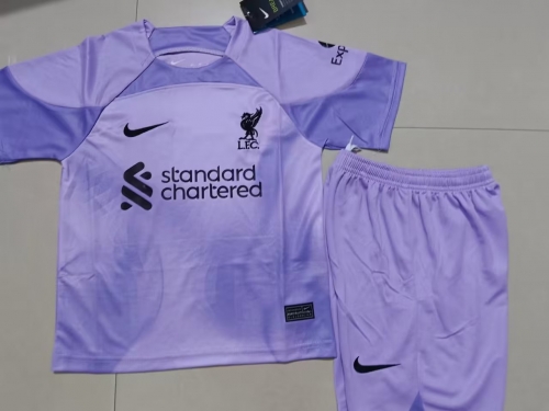 Kids 2022-23 Liverpool Goalkeeper Purple Youth/Kids Soccer Uniform-507