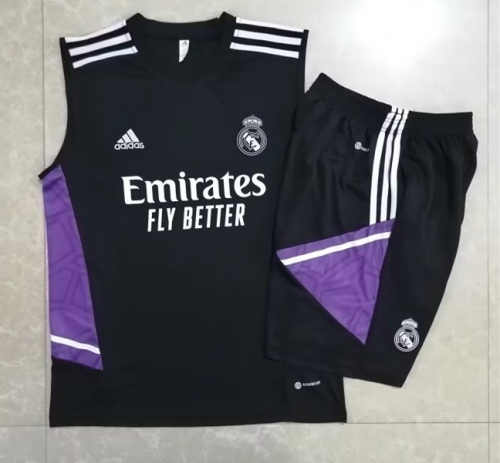 2022/23 Real Madrid Black Shorts-Sleeve Thailand Tracksuit Vest Uniform-815