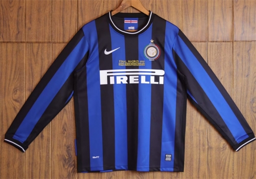 09-10 Inter Milan Home Blue & Black LS Thailand Soccer Jersey AAA--311/410/601