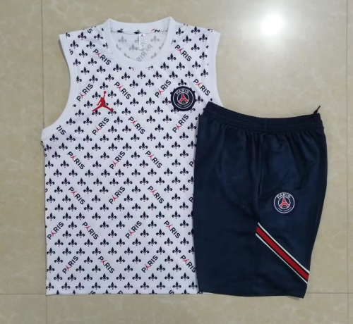 2022-23 Paris SG White Shorts-sleeve Thailand Soccer Tracksuit Uniform-815