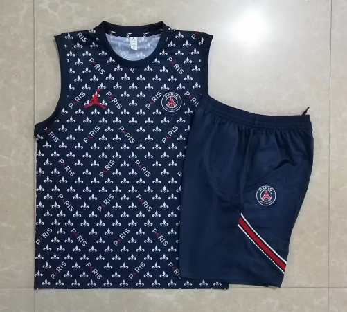 2022-23 Paris SG Blue & Black Shorts-sleeve Thailand Soccer Tracksuit Uniform-815
