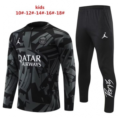 2022/23 Paris SG Black & Gray Youth/Kids Thailand Soccer Tracksuit Uniform-801