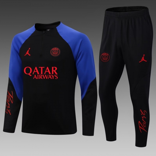 2022/23 Paris SG Black & Blue Thailand Soccer Tracksuit Uniform-411