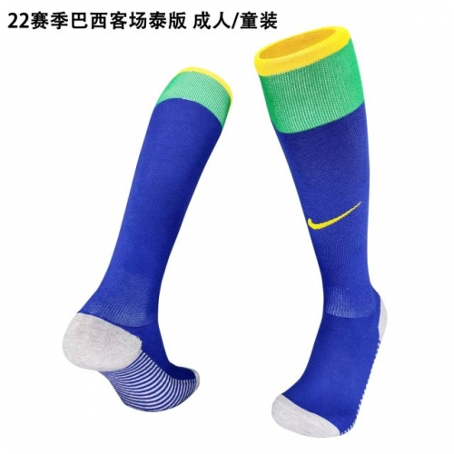 2022/23 Brazil Away Blue Thailand Soccer Socks