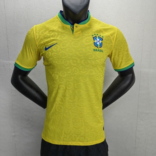 Player Version 2022 World Cup Brazil Yellow Soccer Thailand Jersey AAA-16/308/408