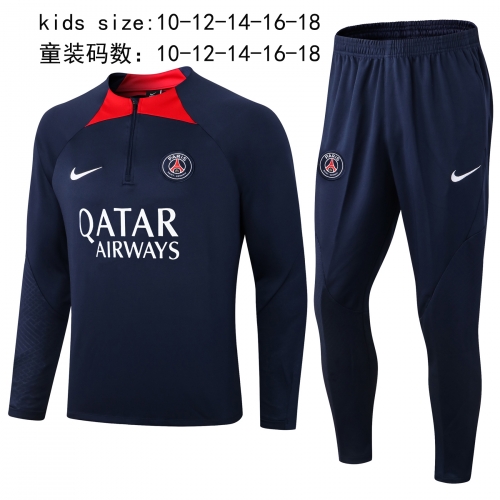 2022/23 Paris SG Royal Blue Youth/Kids Thailand Soccer Tracksuit Uniform-411