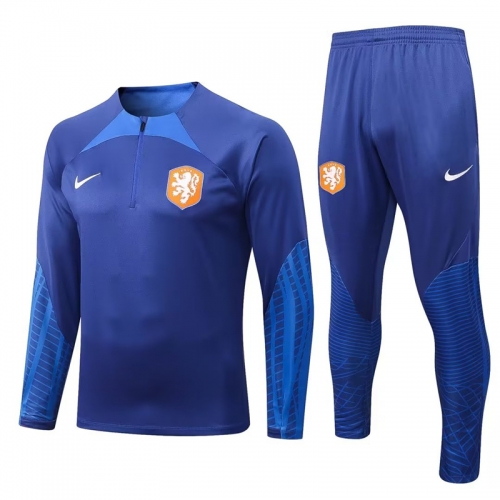 2022-23 Netherlands CaiBlue Thailand Soccer Tracksuit Uniform-38