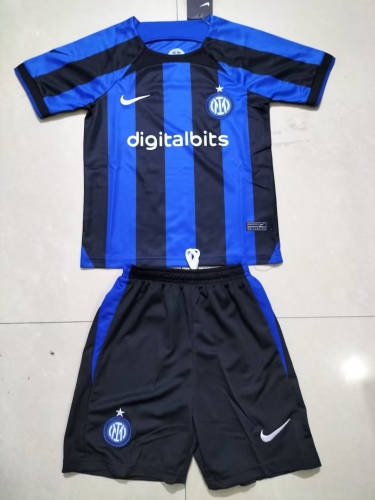 Kids 2022/23 Inter Milan Home Black and Bule Kids/Youth Soccer Uniform-507/PF