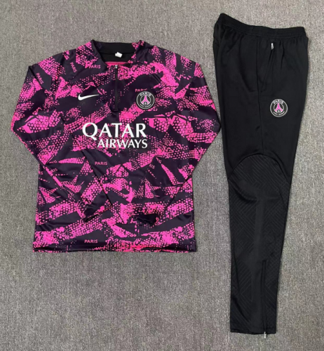 2022/23 Paris SG Pink & Black Youth/Kids Thailand Soccer Tracksuit Uniform-801