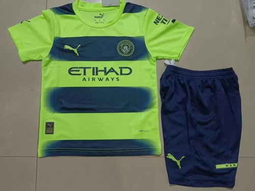 2022/23 Manchester City 2nd Away Green Kids/Youth Soccer Uniform-522/507