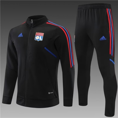 2022/23 Olympique Lyonnais Black Soccer Jacket Uniform-801