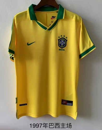 1997 Retro Version Brazil Home Yellow Thailand Soccer Jersey AAA-709