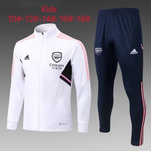 Kids 2022-23 Arsenal White Kids/Youth Soccer Jacket Uniform-815