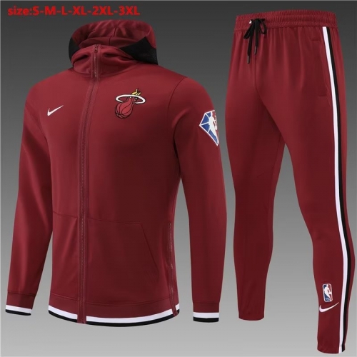 NBA Miami Heat Maroon Soccer Jacket Uniform With Hat-801