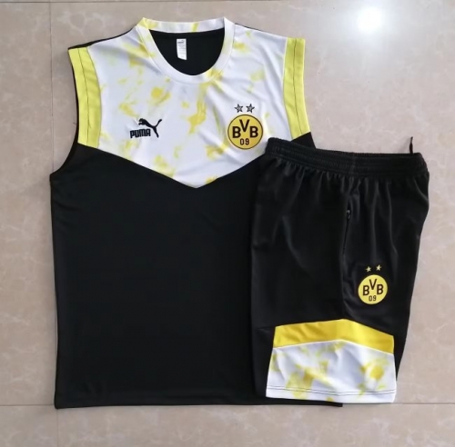 2022/23 Borussia Dortmund Black & White Shorts-Sleeve Thailand Soccer Jersey Vest-815