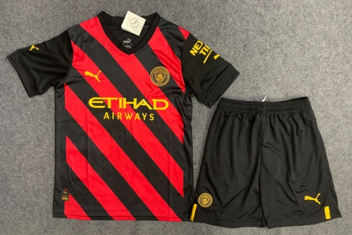 2022/23 Manchester City Away Red & Black Soccer Uniform-DG/315/36