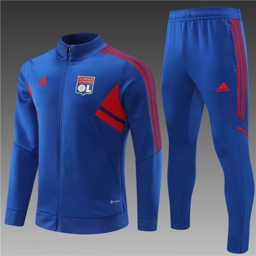 2022/23 Olympique Lyonnais Cai Blue Soccer Jacket Uniform-801