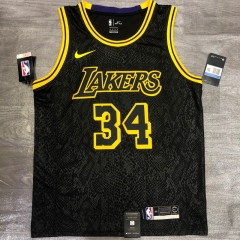 Snake Version Lakers NBA Black #34 Jersey-311