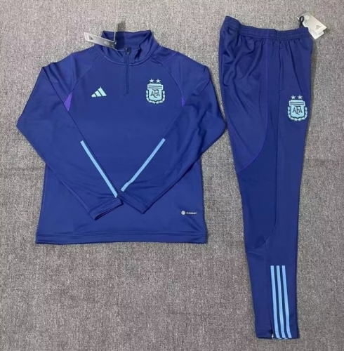 2022/23 Argentina Royal Blue Youth/Kids Thailand Soccer Tracksuit Uniform-801