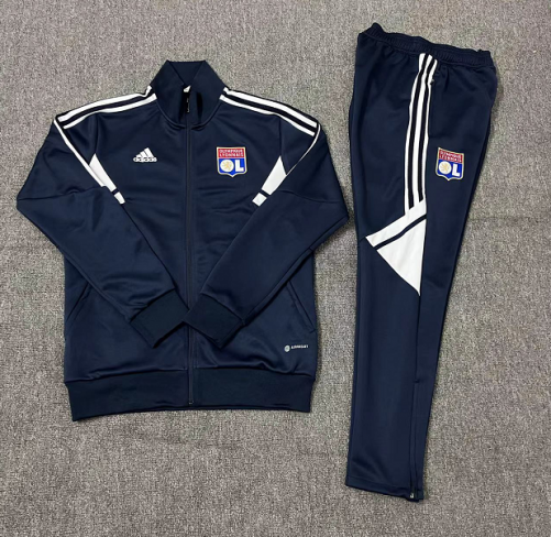 2022/23 Olympique Lyonnais Black With white line Soccer Jacket Uniform-801