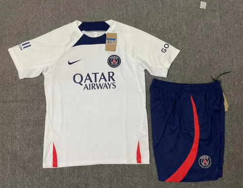 2022-23 Paris SG White Shorts-sleeve Thailand Soccer Tracksuit Uniform-801