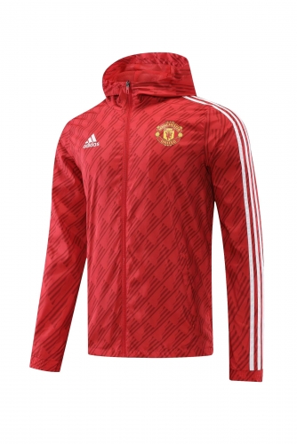 2022/23 Manchester United Red Thailand Soccer Windbreaker With Hat-LH