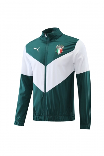 2022/23  Italy Dark Green Thailand Soccer Windbreaker With Hat-LH