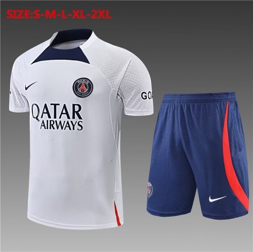 2022/23 PSG White Shorts-Sleeve Thailand Soccer Uniform-801