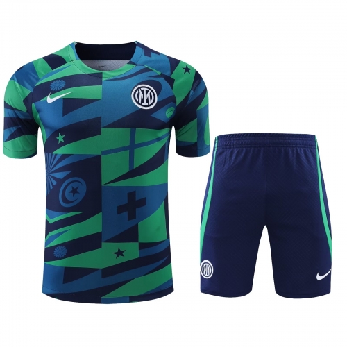 2022/23 Inter Milan Blue & Green Thailand Soccer Training Uniform-418