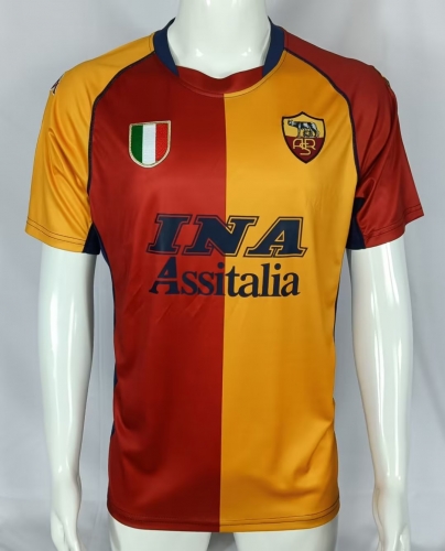 01-02 Retro Champions Version AS Roma Red & Yellow Thailand Soccer Jersey AAA-503/601/811