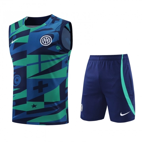 2022/23 Inter Milan Blue & Green Thailand Soccer Training Vest Uniform-418