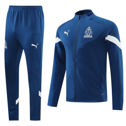 2021-22 Olympique de Marseille Royal Blue Jacket Uniform-LH