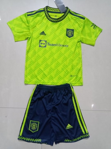 2022-23 Manited United 2nd Away Green Youth/kids Soccer Uniform-522/507