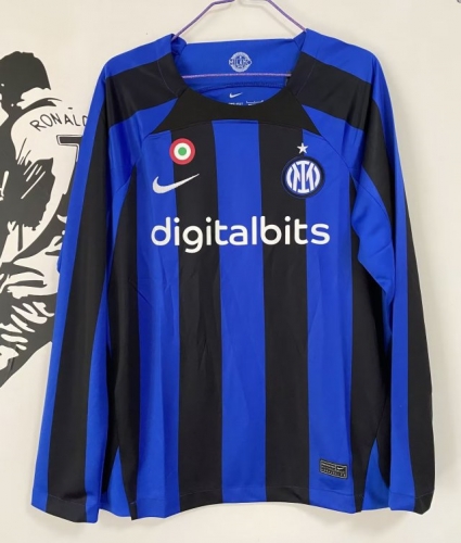 2022/23 Inter Milan Home Blue & Black LS Thailand Soccer Jersey AAA-47