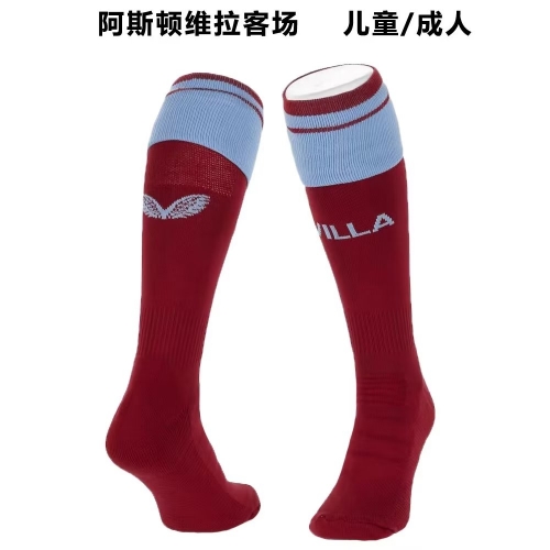 2022/23 Aston Villa Away Red Thailand Soccer Socks