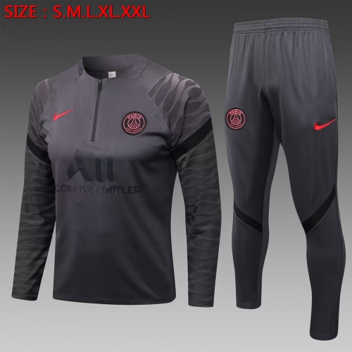 2022/23 Paris SG Dark Gray Thailand Soccer Tracksuit Uniform-411
