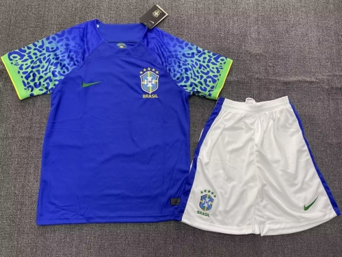 2022/23 Brazil Away Blue Soccer Uniform--SKE/KS