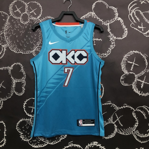 19 Season City Version NBA Oklahoma City Thunder Blue #7 Jersey-311