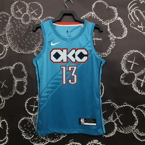 19 Season City Version NBA Oklahoma City Thunder Blue #13 Jersey-311