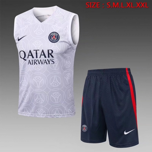 2022-23 Paris SG White Shorts-sleeve Ink jet Thailand Soccer Tracksuit Uniform-815