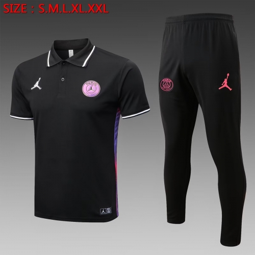 2022/23 Paris SG Black With Pink Logo Thailand Polo Uniform-815