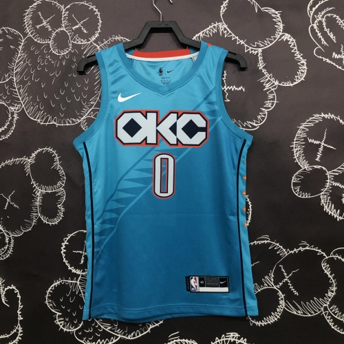 19 Season City Version NBA Oklahoma City Thunder Blue  #0 Jersey-311