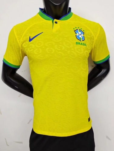 Player Version 2022 World Cup Brazil Home Yellow Soccer Thailand Jersey AAA-MY/703