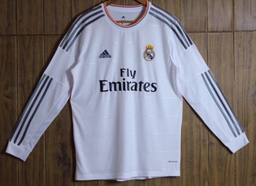 13-14 Retro Version Real Madrid White LS Thailand Soccer Jeesey AAA-826/601