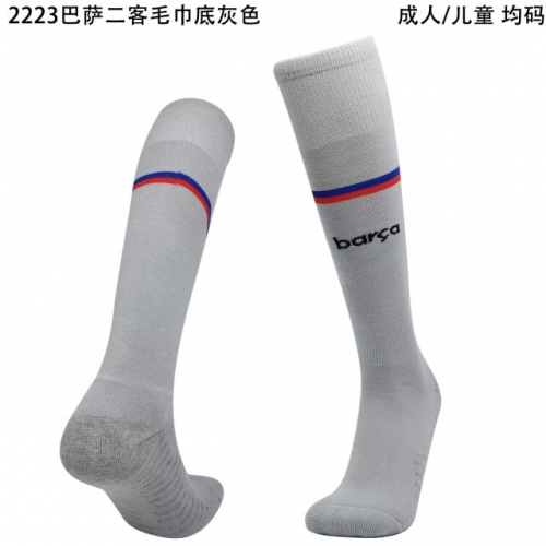 2022/23 Barcelona 2nd Away Gray Adult/Youth/Kids Thailand Soccer Socks