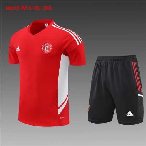 2022/23 Manchester United Red Shorts-Sleeve Thailand Tracksuit  Uniform-801